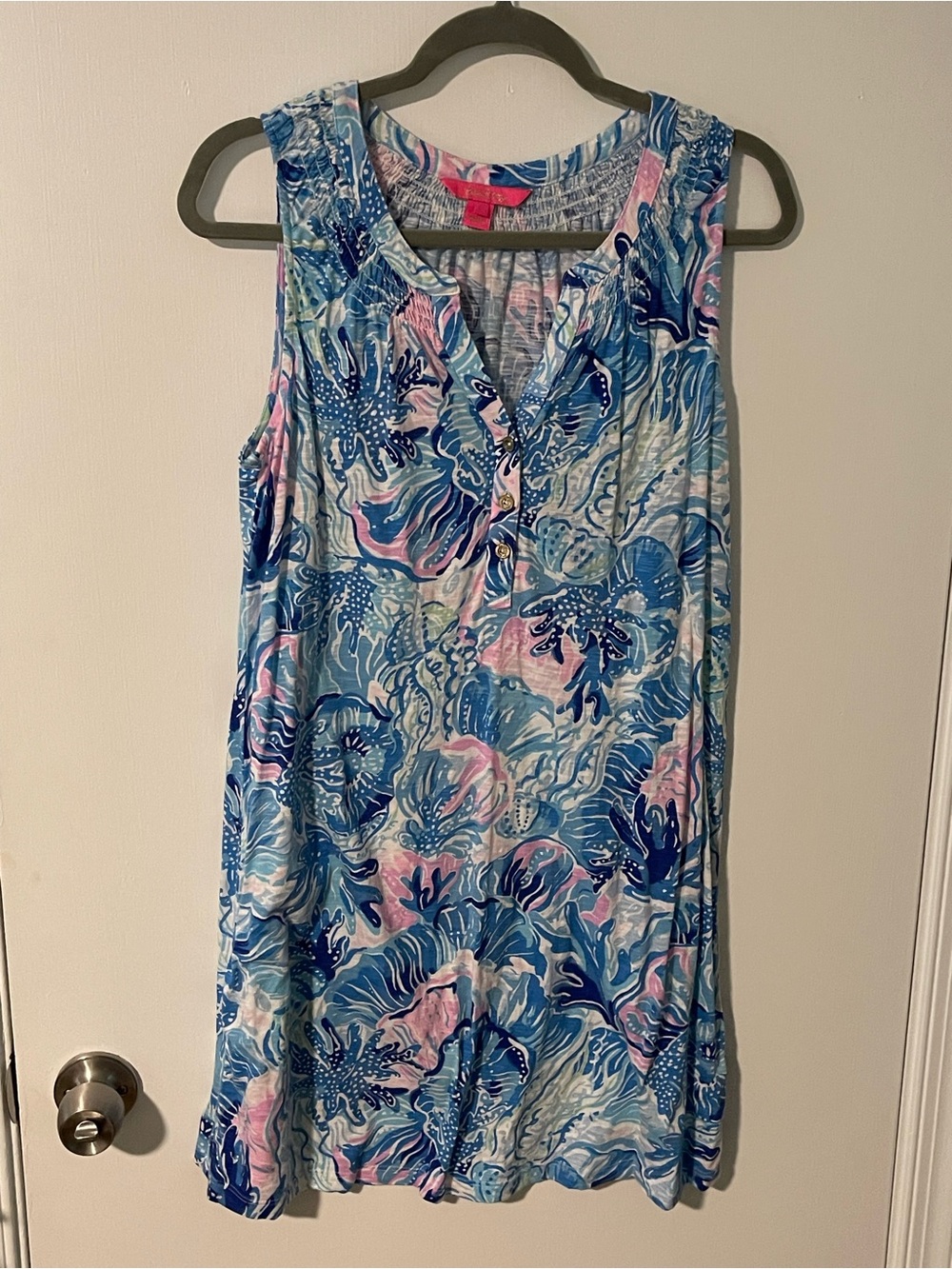 Lilly Pulitzer Sleeveless Blue & Pink Printed Tank Dress